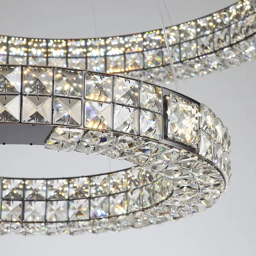 Miniatura 7 de Candelabro LED de anillo dorado para sala de estar, comedor y dormitorio, lámparas de cristal modernas, iluminación colgante, lámparas ajustables