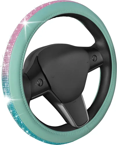 Miniatura 26 de Carbella Funda de volante suave de piel sintética trenzada negra, tamaño estándar de 15 pulgadas, se adapta a la mayoría de vehículos, funda mullida