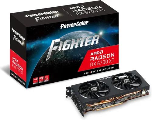 PowerColor Fighter AMD Radeon RX 6700 XT - Tarjeta gráfica para juegos con memoria GDDR6 de 12 GB, alimentada por AMD RDNA 2, Raytracing, PCI