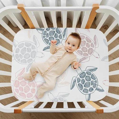 Miniatura 7 de Sábana bajera ajustable para cuna para niñas y niños, suave y transpirable para cuna estándar y colchón de cama infantil, 27 x 39 pulgadas