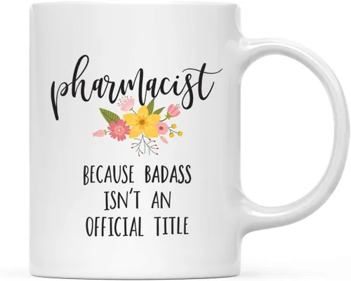 Miniatura 64 de Andaz Press Taza de café de 11 onzas, regalo de broma, tía porque Badass no es un título oficial, gráfico floral, 1 paquete