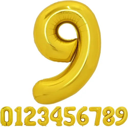 Miniatura 8 de TONIFUL Globos grandes de 50 pulgadas con números dorados del 0 al 9, globo digital grande de Mylar número 5 digital cinco para fiestas