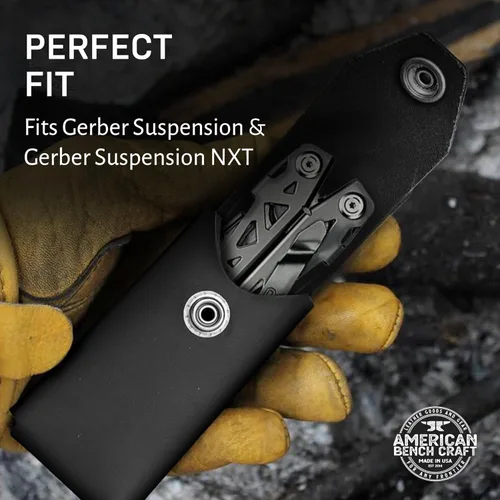 Miniatura 5 de Funda de cuero multiherramienta para Gerber Suspension y Gerber Suspension NXT (Negro) - Soporte de herramientas de cinturón de cuero de grano