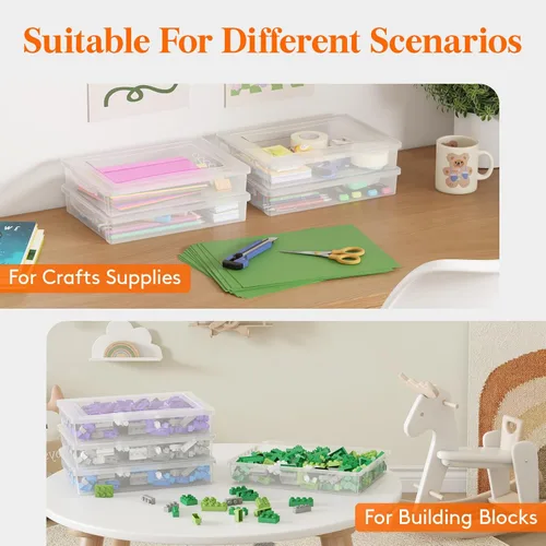 Miniatura 9 de Lifewit Paquete de 2 organizadores de papel, 12.6 x 9.1 in/12 x 9 pulgadas, caja de archivos de plástico multiusos con tapas de cierre, contenedores
