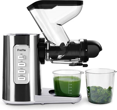 Miniatura 12 de Fretta - Exprimidor de prensado en frío, sin BPA, máquina de exprimidor de verduras y frutas, canal de alimentación de 3 pulgadas de ancho, fácil