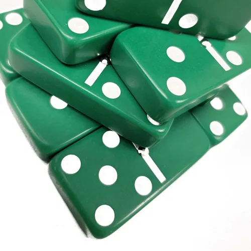 Miniatura 3 de Marion Dominó Doble Seis 6 Azulejos Verdes Tamaño Jumbo de Torneo Profesional con Giradores en Elegante Bolsa de Terciopelo Negro