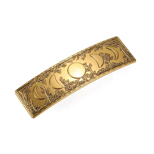 Dreamtimes Pinza para el cabello vintage retro bosque fase lunar grande hecha a mano pasador de metal francés pinza de protección horquilla para
