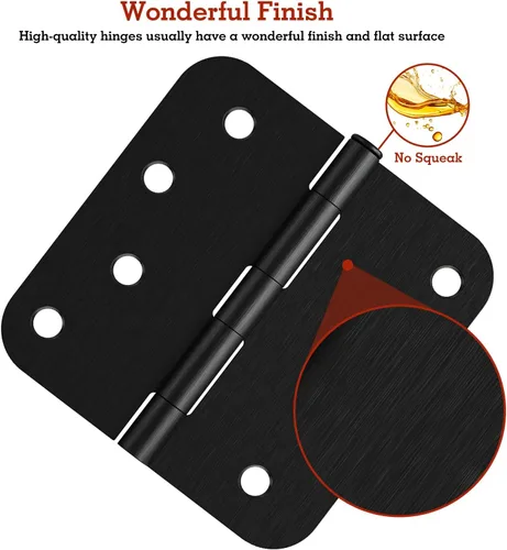 Miniatura 2 de Paquete de 4 bisagras de puerta exterior delantera de 4 pulgadas, color negro de bronce aceitado, para puertas dobles francesas, puertas y graneros