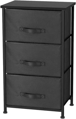 Home Basics - Organizador de almacenamiento de 3 cubículos (negro), organizador de almacenamiento de cubículos para ropa, libros, suministros de