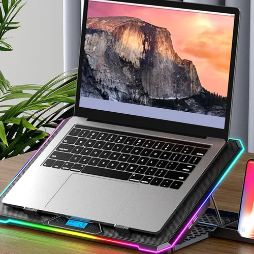Miniatura 2 de Sanpyl Almohadilla de enfriamiento para laptop, enfriador de laptop con 10 ventiladores turbo para portátiles de 12 a 19 pulgadas, 5 velocidades