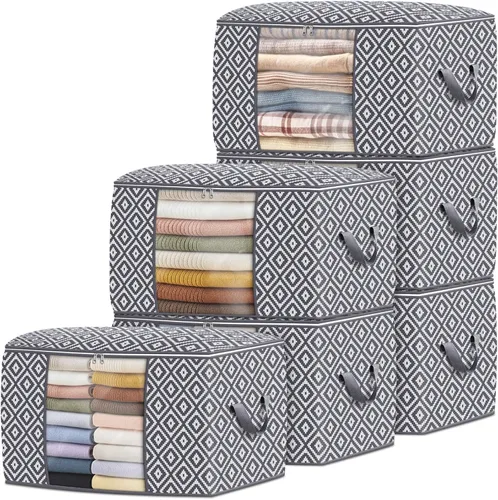Miniatura 10 de StorageTastic Direct 100L, paquete de 2 contenedores de almacenamiento, contenedores grandes de almacenamiento de ropa, bolsas plegables de Negro