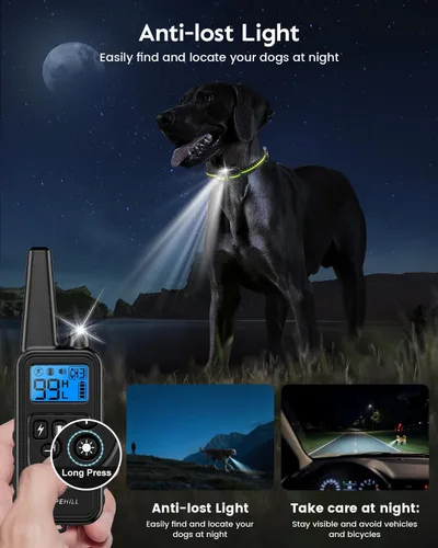Miniatura 3 de Collar de Entrenamiento para Perros con 7 Modos de Entrenamiento, Collar de Choque Electrónico para Perros con Control Remoto de 1280M, Collar