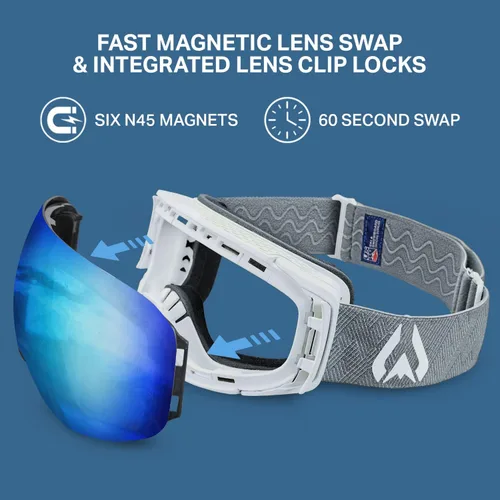 Miniatura 2 de Wildhorn Roca - Gafas de esquí para hombres y mujeres con protección antiempañamiento/arañazos 100% UV - Lente magnética - Gafas de nieve