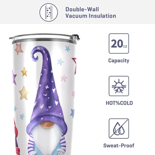 Miniatura 4 de Vaso de 20 onzas con tapa y pajilla, vaso de acero inoxidable aislado al vacío, reutilizable, de doble pared, taza de café de viaje