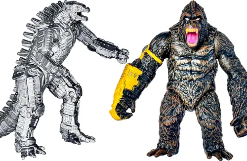 Miniatura 14 de TwCare Juego de 2 figuras de acción de juguete legendarias Shin Monster vs Mecha King Ghidorah, articulaciones movibles, serie de películas, Mecha