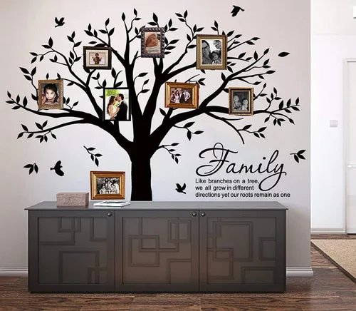 Miniatura 3 de Grant - Calcomanía de pared de árbol genealógico con familia como ramas en un árbol, calcomanía adhesiva con cita para decoración de sala de estar