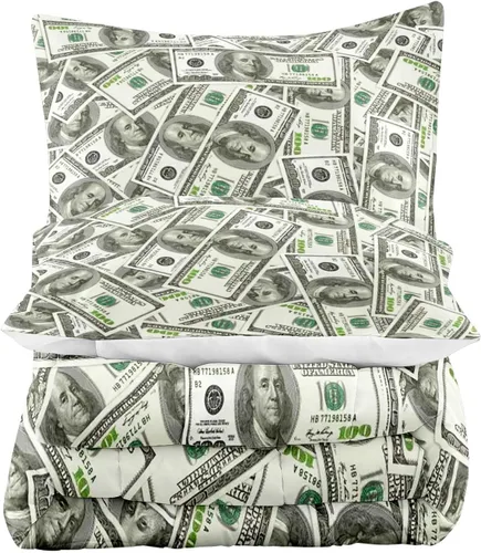 Miniatura 4 de LUVIVIHOME Juego de edredón de lujo de 2 piezas, tamaño individual, juego de ropa de cama de 100 dólares para niños y niños, divertida y fresca