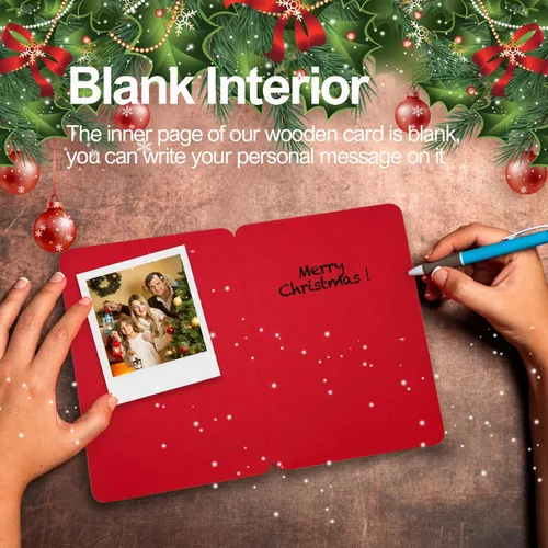 Miniatura 3 de 67 divertidas tarjetas de madera de Navidad, Ho Merry Chaos‑Mas, interior rojo en blanco para mensaje personalizado, regalo para familiares