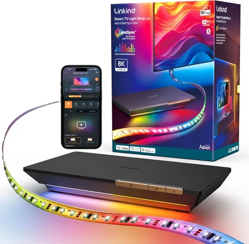 Miniatura 9 de Linkind - Tira de luces LED RGB de 10 pies, tira de luz inteligente que funciona con Alexa y Google Home, luces LED de cambio de color segmentadas