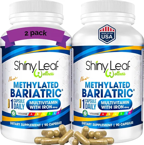 Shiny Leaf Multivitamínico bariátrico metilado con hierro 45 mg – Cápsula una vez al día, fabricado en Estados Unidos, vitaminas bariátricas