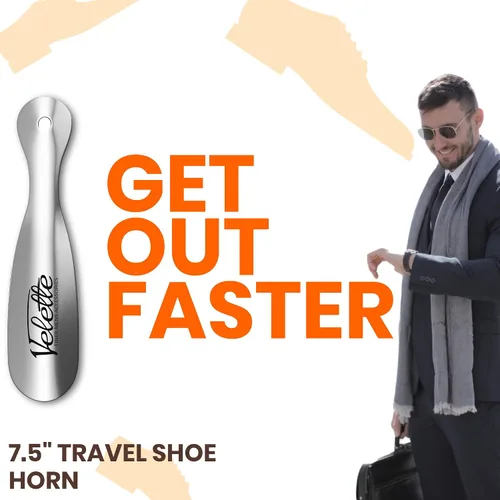 Miniatura 3 de Velette Metal Shoe Horn - 16.5" Long Handle Shoe Horns for Seniors, Men, Women and Kids - Shoehorn for Boots and Cowboy Boots