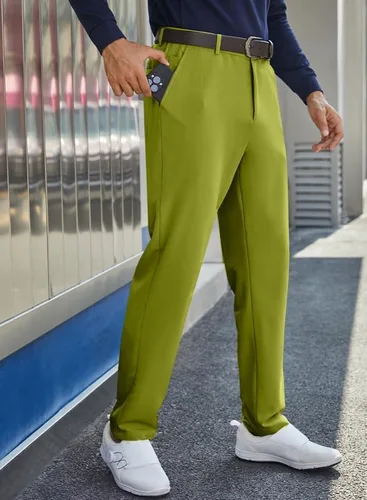 Miniatura 8 de JMIERR Pantalones de golf para hombre, elásticos, ajustados, para correr, viajes, trabajo, pantalones de vestir chinos para hombre