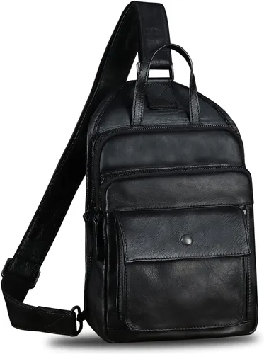 Bolso bandolera de cuero genuino para hombres y mujeres, estilo vintage, de cuero real, a la moda, mochila bandolera para el hombro, bolso cruzado