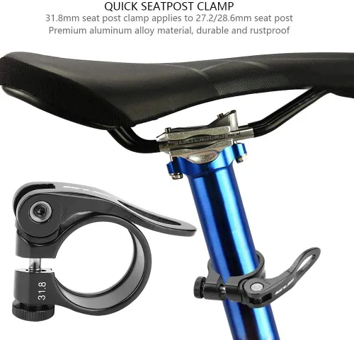 Miniatura 3 de Abrazadera de poste, Clip de tubo de abrazadera de liberación rápida de aleación de aluminio para bicicleta de asiento de 27.2/1.126 in (negro)