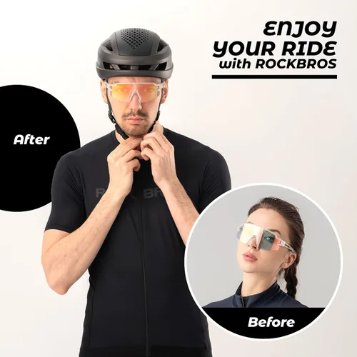 Miniatura 2 de ROCKBROS Gafas de sol deportivas fotocromáticas para hombres y mujeres, protección UV para ciclismo Transparente