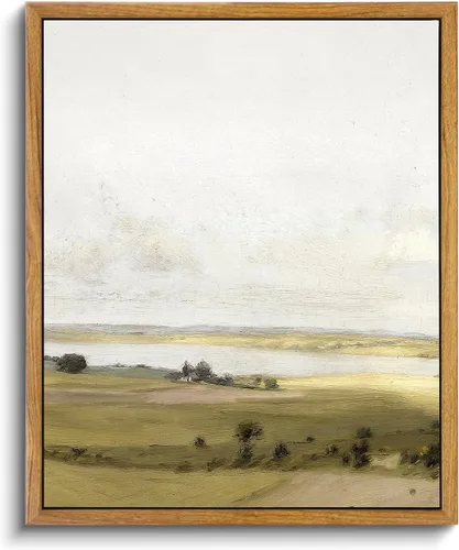 VIYYIEA Arte de Pared en Lienzo Enmarcado Decoración del Hogar, Decoración de Granja Valles Ondulantes bajo Cielos Despejados Pintura de Pared