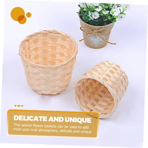 Miniatura 4 de Unomor 10 unids pequeña cesta apoyos snack Rattan Mini cesta tejida de madera para tejer cesta tejida cesta sauce comida bambú tejido flores cestas