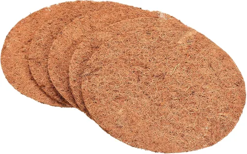 PATIKIL Tapete de fibra de coco de 12 pulgadas, paquete de 5 protectores redondos de fibra de coco para plantas en macetas de interiores y exteriores