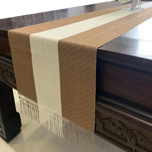 Miniatura 2 de Rilassato Camino de mesa tejido a rayas con borlas para boda, despedida de soltera, rústico, hogar, granja, decoración de mesa de comedor