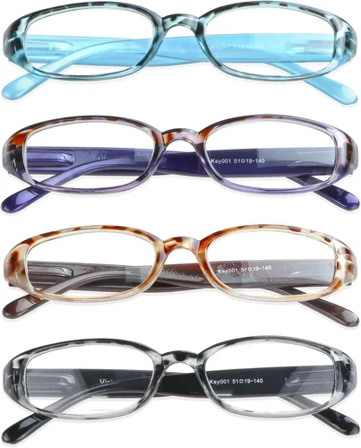 Miniatura 13 de VisionGlobal 1 par/4 pares de anteojos de lectura con bisagra de resorte, lentes de bloqueo de luz azul para mujeres/hombres Key001_negro_4p
