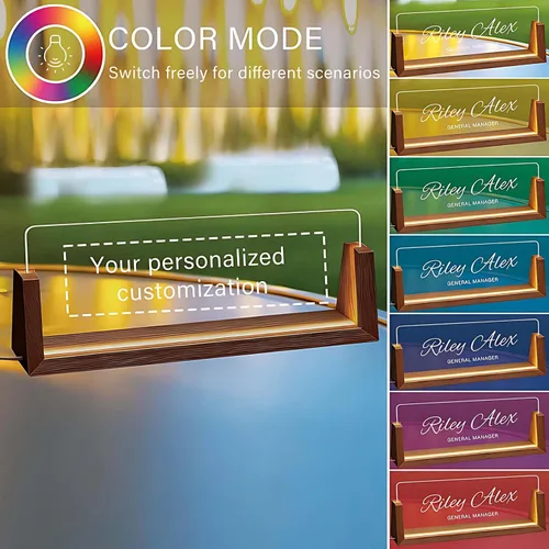 Miniatura 5 de Placa de identificación personalizada con luz para escritorio, letrero de oficina personalizado para empleados profesionales, regalos
