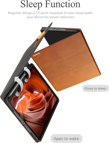 Miniatura 6 de auaua Funda para iPad de 9ª/8ª/7ª generación de 10.2 pulgadas (versión 2021/2020/2019), con soporte para lápices, piel vegana, funda inteligente