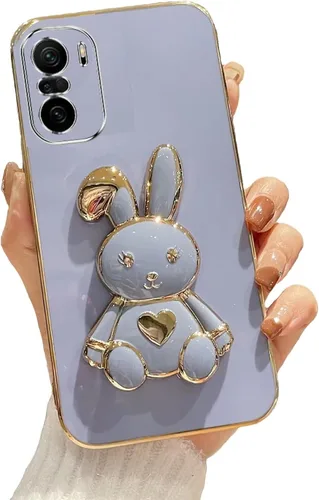 Miniatura 104 de Estuche con soporte de conejo de corazón para Xiaomi Redmi Note 10S, galvanizado suave TPU protector delgado a prueba de golpes con lindo conejito