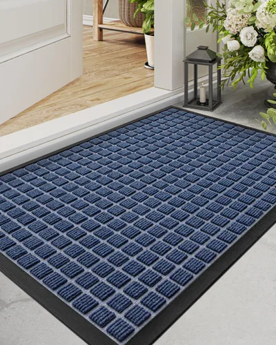 DEXI Tapete para puerta delantera, entrada exterior, 2 x 3 pies, tapete de goma resistente, tapete de bienvenida antideslizante para el interior del
