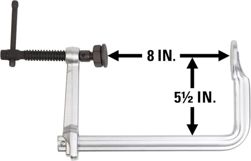 Miniatura 2 de Wilton Abrazadera F de servicio pesado, apertura de 8", garganta de 5-1/2", 2660 Lbs. fuerza de sujeción (GSM20)