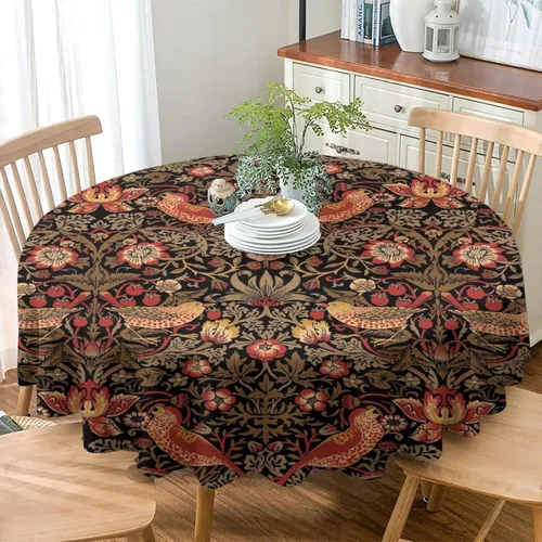 Miniatura 256 de Mantel Floral Retro de Pájaros, Diseño Original Bohemio William Morris Estampado Cubierta de Mesa para Hogar Picnic Fiesta Comedor Cocina William