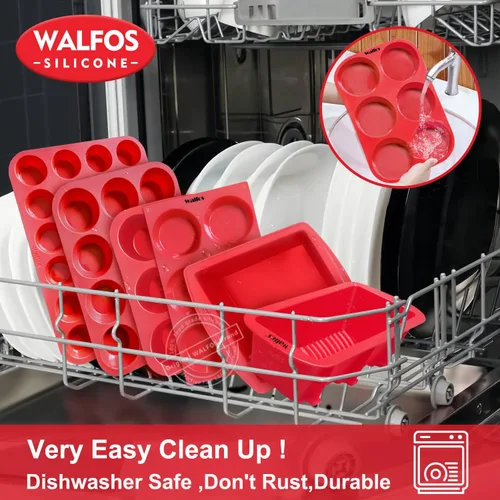 Miniatura 6 de Walfos Juego de Moldes de Silicona para Copetes de Magdalenas, Moldes Antiadherentes para Hornear Pasteles Whoopie, Grado Alimenticio y Sin BPA