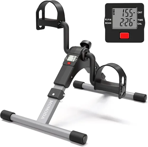 Escritorio de ejercicio de pedales, bicicleta de ejercicio, bicicleta de recuperación de piernas y brazos con monitor LCD, plegable y portátil