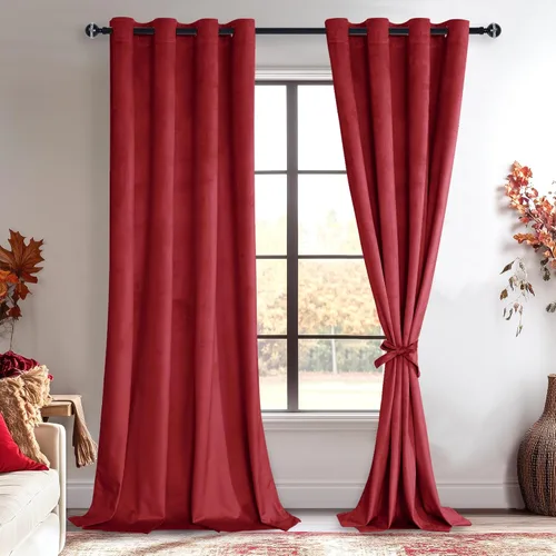 Miniatura 69 de JIUZHEN - Cortinas de terciopelo gris de 63 pulgadas opacas para sala de estar - Cortinas gruesas de terciopelo con ojales para ventana