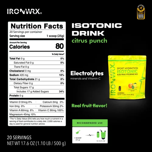 Miniatura 2 de IRONWRX Polvo de electrolitos isotónicos, mezcla de bebida energética y de hidratación rápida, 420 mg de sodio, magnesio, potasio + 0.74 oz