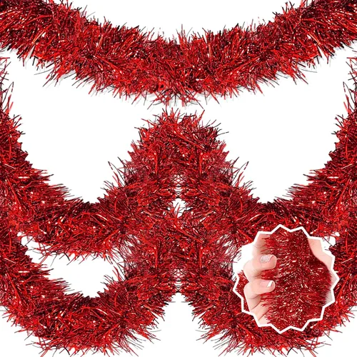 Miniatura 8 de Guirnalda de Oropel de Navidad Negra de 50 Pies, Pancarta de Giro de Papel Metálico, Serpentinas de Oropel Colgantes para Pared, Telón de Fondo