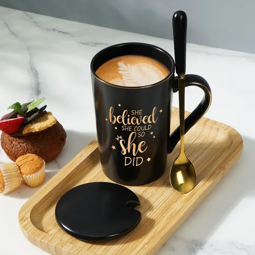Miniatura 4 de Maustic Taza She Believed She Could So She Did, regalos de graduación para ella, tazas de café para mujeres, regalos motivacionales inspiradores