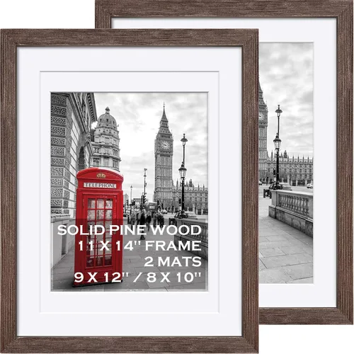 Miniatura 9 de Portarretratos de madera maciza negra de 11 x 14 pulgadas, enmarañado para mostrar fotos de 9 x 12 o 8 x 10 o 11 x 14 pulgadas, sin paspartú, marco