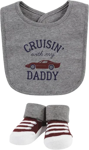 Miniatura 131 de Hudson Baby Conjunto de babero y calcetines unisex de algodón para bebé