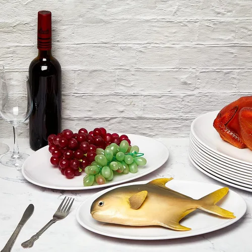 Miniatura 6 de Dandat 12 Piezas Bandejas Grandes para Servir Ovaladas Platos Blancos Bandeja de Servir para Boda Fiesta Restaurante Casa Bistec, Taco, Sushi