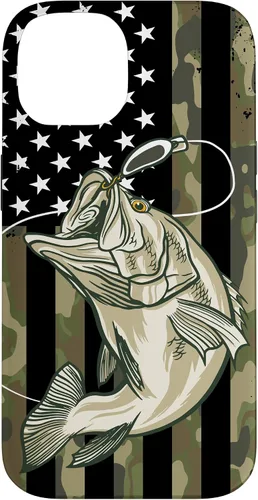 Miniatura 4 de Funda de camuflaje para iPhone 16, diseño de bandera estadounidense, pescador, pescador, camuflaje